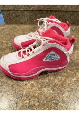 FILA Grant Hill 2 White & Barbie Pink Leather Basketball Sneakers
